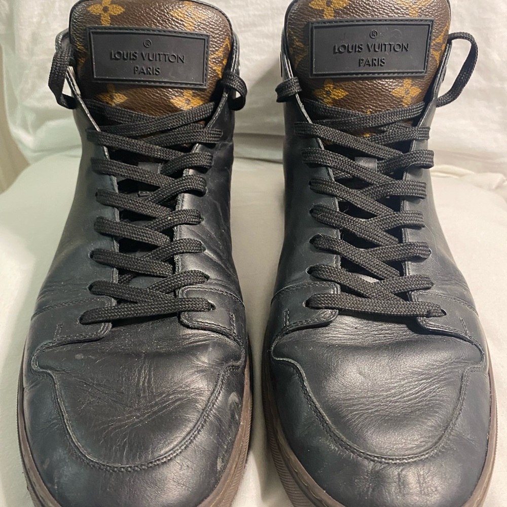 LOUIS VUITTON Line Up Monogram High Top Sneakers Black US  size 8